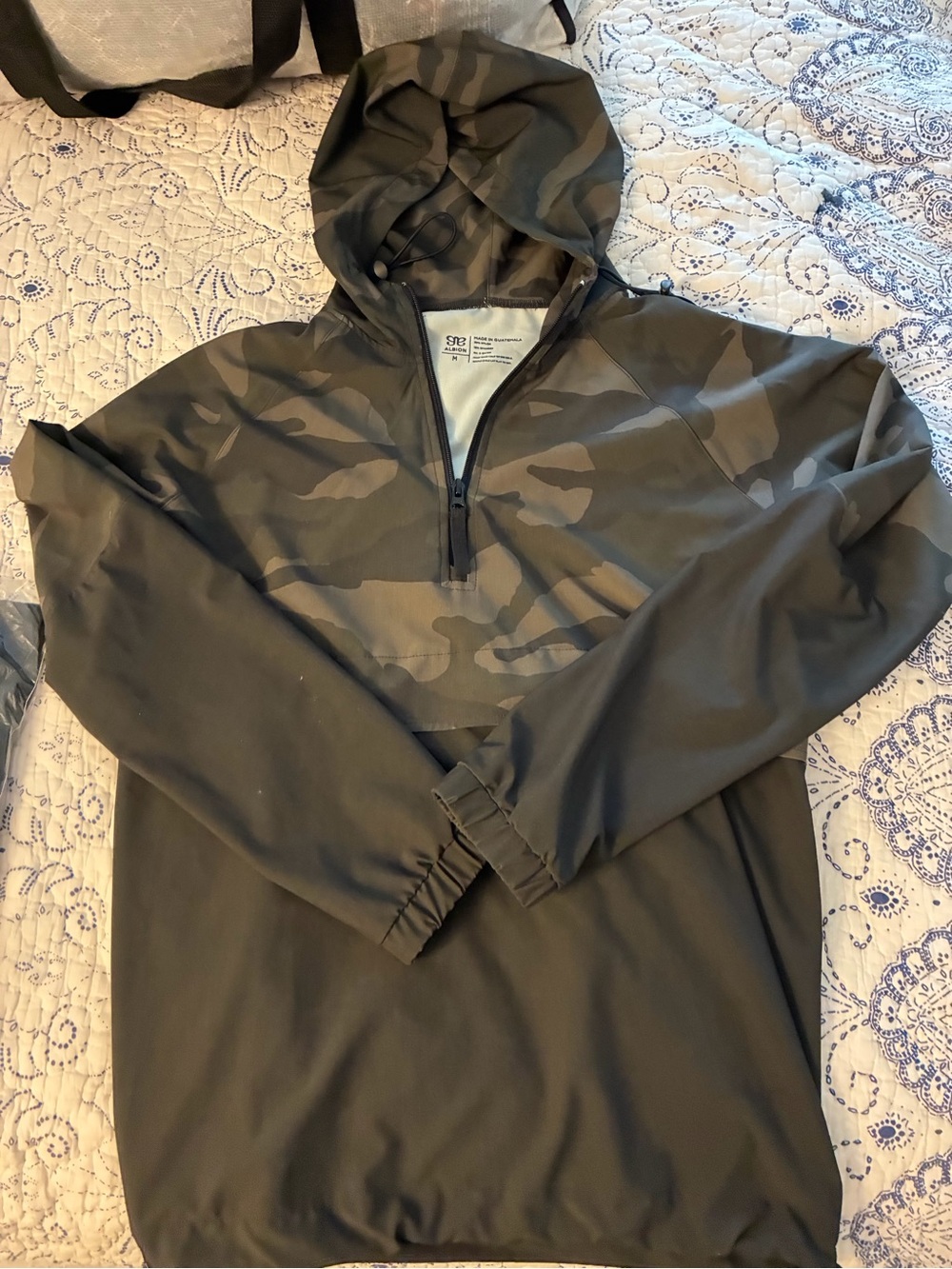 Albion Olive Green Camo Hooded Windbreaker Pullover